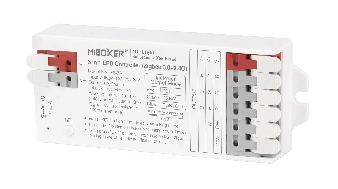 MiBoxer E3-ZR LED Controller 3in1 (RGB/RGB-W/RGB+CCT) Zigbee 3.0/2.4G MiBoxer E3-ZR LED Controller 3in1 (RGB/RGB-W/RGB+CCT) Zigbee 3.0/2.4G