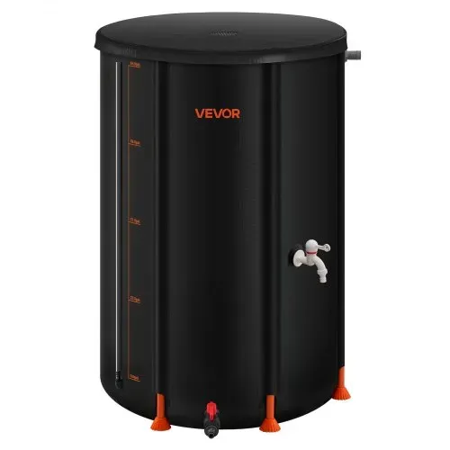 VEVOR Regentonne faltbar, 250 L tragbares Regenfass, Regenwassertank, 500D PVC-Regenwassersammelsystem, Wassertank, Regenwassertonne mit Zapfhahn und Überlaufset, Schwarz – Bild 9