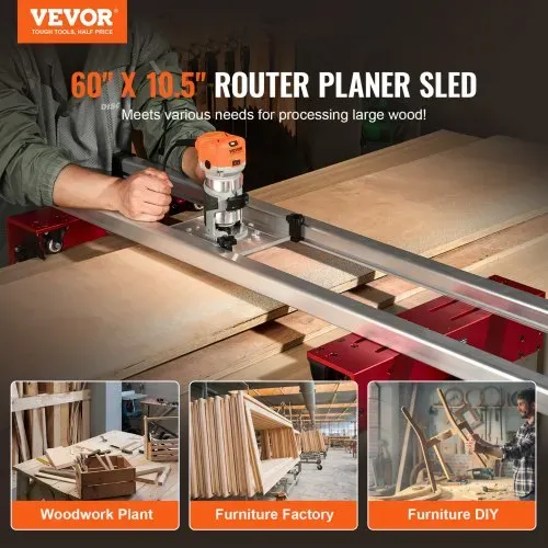 VEVOR Planfräsvorrichtung 1525mm, tragbare und leicht einstellbare Vorrichtung zum Glätten von Platten, DIY-Frässchlitten für die Holzbearbeitung, Trimmhobelmaschine zum Glätten von Holz, Heimwerker VEVOR Planfräsvorrichtung 1525mm, tragbare und leicht einstellbare Vorrichtung zum Glätten von Platten, DIY-Frässchlitten für die Holzbearbeitung, Trimmhobelmaschine zum Glätten von Holz, Heimwerker