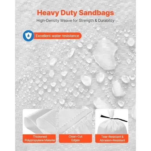 VEVOR Sandsäcke für Hochwasser, 200er-Pack, 400x660 mm, Gewebesäcke mit Bändern, 22,6 kg Tragkraft, Polypropylen-Hochwasssersandsäcke, reißfest & UV-beständig, für Hochwasserschutzbarrieren – Bild 3