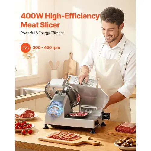 VEVOR Allesschneider Elektrisch 400 W, Fleischschneider, Abnehmbare 30 cm Kohlenstoffstahl-Klinge & Auffangschale, 0–15 mm Einstellbare Schnittstärke, für gefrorenes Fleisch, Schinken, Baguette VEVOR Allesschneider Elektrisch 400 W, Fleischschneider, Abnehmbare 30 cm Kohlenstoffstahl-Klinge & Auffangschale, 0–15 mm Einstellbare Schnittstärke, für gefrorenes Fleisch, Schinken, Baguette