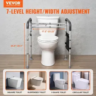VEVOR Toiletten Sicherheitsgeländer Aufstehhilfe Toilette 136 kg Toilettensitz mit rutschfesten Griffen, Toilettenhandläufe mit verstärktem Aluminiumlegierungsrohr, für Schwangere Verletzte VEVOR Toiletten Sicherheitsgeländer Aufstehhilfe Toilette 136 kg Toilettensitz mit rutschfesten Griffen, Toilettenhandläufe mit verstärktem Aluminiumlegierungsrohr, für Schwangere Verletzte