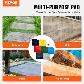 VEVOR Betonstempelmatte, 61 x 61 cm, 7 Stück, Betonstrukturhaut, Polyurethan-Stempel, Steinfliesen-Strukturmatte, Schieferbodenabdruck, nahtloser Stempel, Betonformen für dekorative Außenbereiche, mehrfarbig VEVOR Betonstempelmatte, 61 x 61 cm, 7 Stück, Betonstrukturhaut, Polyurethan-Stempel, Steinfliesen-Strukturmatte, Schieferbodenabdruck, nahtloser Stempel, Betonformen für dekorative Außenbereiche, mehrfarbig