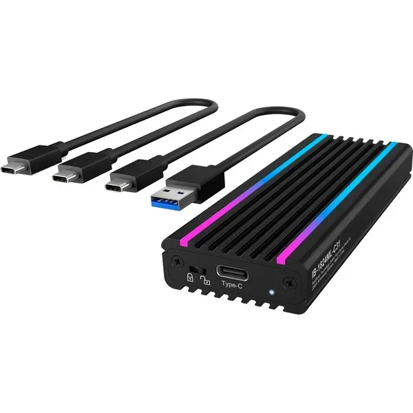 ICY BOX IB-1824ML-C31, Type-C® USB 3.2 Gen 2 zu PCIe NVMe M.2 2230/2242/2260/2280 SSD Gehäuse, Beleuchtung mit Farbwechsel – Bild 3