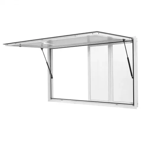 VEVOR Verkaufsfenster für Foodtrucks 1524 x 915 mm aus Aluminiumlegierung, Konzessionsfenster für Imbisswagen, bis zu 85° Aufklappbar, 4 Acryl-Schiebefenster, Verkaufsklappe, Schlepphaken, Regenschutz – Bild 9