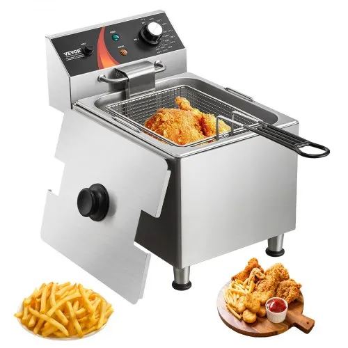 VEVOR kommerzielle Fritteuse, 3100W elektrische Aufsatzfritteuse mit Korb und höhenverstellbaren Füßen, 9 L Edelstahl Einölfritteuse mit Temperaturregelung Überhitzungsschutz, für Restaurant Café Bar VEVOR kommerzielle Fritteuse, 3100W elektrische Aufsatzfritteuse mit Korb und höhenverstellbaren Füßen, 9 L Edelstahl Einölfritteuse mit Temperaturregelung Überhitzungsschutz, für Restaurant Café Bar