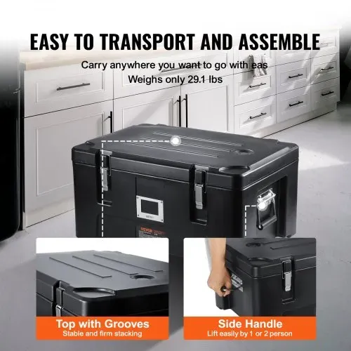 VEVOR Isolierter Thermobox Isolierbox Lebensmittelbehälterträger, 30 L für Catering, Tragbare LLDPE-Lebensmittelbehälterträger, Schwarz Frontlader-Speisewärmer für Restaurant, Kantine usw. – Bild 4