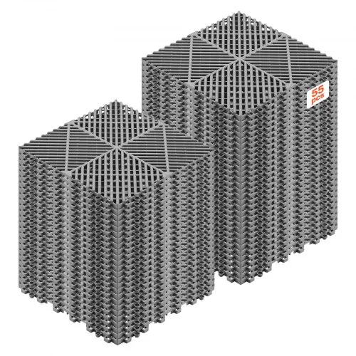 VEVOR Ineinandergreifende Drainagematten Set (55-tlg.) 31 x 31 cm, Garagenbodenfliesen Rutschfeste Klickfliesen aus PP, Modularer Garagenboden für Bad Küche Pool Außenbereich, Selbstentwässernd, Grau VEVOR Ineinandergreifende Drainagematten Set (55-tlg.) 31 x 31 cm, Garagenbodenfliesen Rutschfeste Klickfliesen aus PP, Modularer Garagenboden für Bad Küche Pool Außenbereich, Selbstentwässernd, Grau