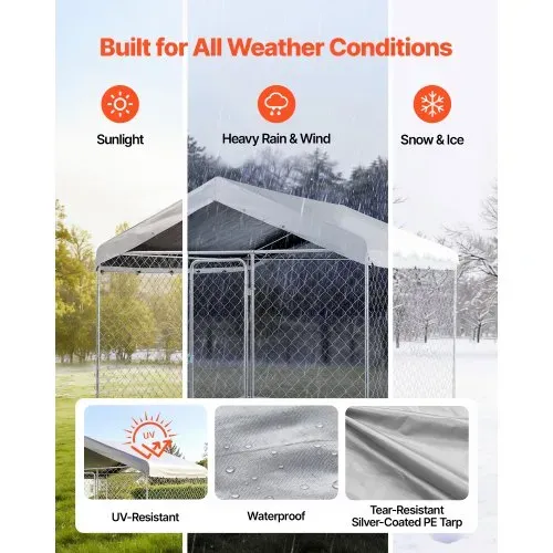 VEVOR Hundezwinger, 2,3 x 2,3 x 2,15 m, Hundehütte mit Sicherheitsschloss, Outdoor Hundehaus mit UV-Beständiger & Wasserdichter Dachabdeckung, Robuste Hundegehege/Auslauf für Große Hunde – Bild 2