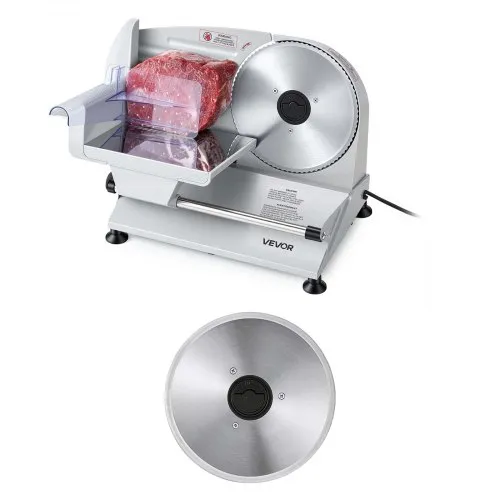 VEVOR Fleischschneidemaschine 200 W, Elektrische Aufschnittmaschine mit zwei 19-cm-SUS420-Klingen und 0–15 mm Schnittdicke, Allesschneider für Gefrorenes Fleisch, Schinken, Baguette, Steak VEVOR Fleischschneidemaschine 200 W, Elektrische Aufschnittmaschine mit zwei 19-cm-SUS420-Klingen und 0–15 mm Schnittdicke, Allesschneider für Gefrorenes Fleisch, Schinken, Baguette, Steak