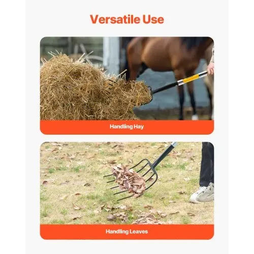 VEVOR Dunggabel 1450 mm, 5-Zinken-Heugabel mit Fiberglasstiel, Mistgabel, Mistforke, Gartenforke, Spatengabel aus geschmiedetem Stahl für Heu, Kartoffelkompostierung, Umpflanzen und Belüftung – Bild 5