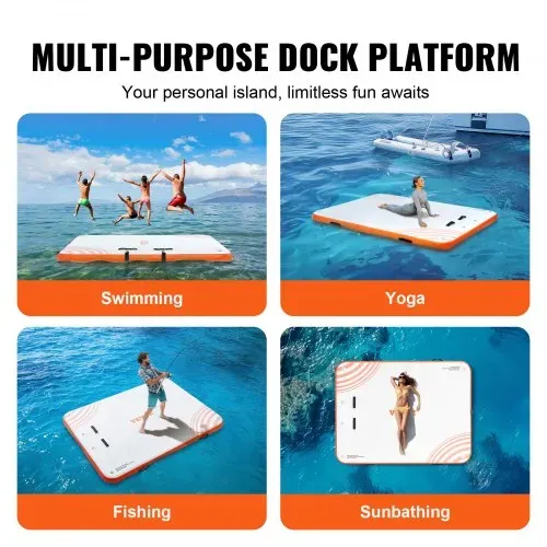VEVOR Aufblasbares Schwimmdock, 2,43 x 1,82 m, Dockplattform, rutschfeste Wasserschwimmdockmatte mit tragbarer Tragetasche und abnehmbarer Leiter, schwimmende Plattform-Inselfloß für Pool, Strand – Bild 5