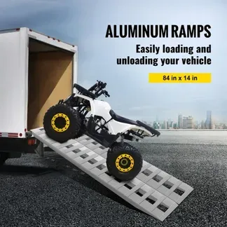 VEVOR 84 x14 Zoll Aluminiumrampen, 2722 kg Kapazität, Rampen für PKW-Anhänger, Lkw, ATV, 1 Paar, 2 Rampen VEVOR 84 x14 Zoll Aluminiumrampen, 2722 kg Kapazität, Rampen für PKW-Anhänger, Lkw, ATV, 1 Paar, 2 Rampen