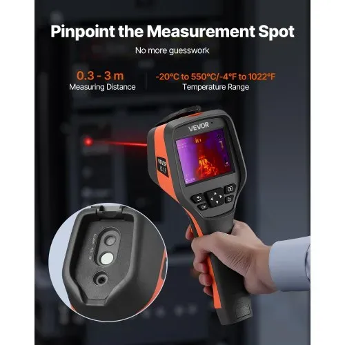 VEVOR Wärmebildkamera, 256 x 192 IR-Auflösung, Wärmebildgerät mit 2 MP visueller Kamera, 25 Hz Bildwiederholrate Infrarot-Imager mit 3,5 Zoll Touchscreen, -20 °C bis 550 °C, WLAN-Unterstützung – Bild 2