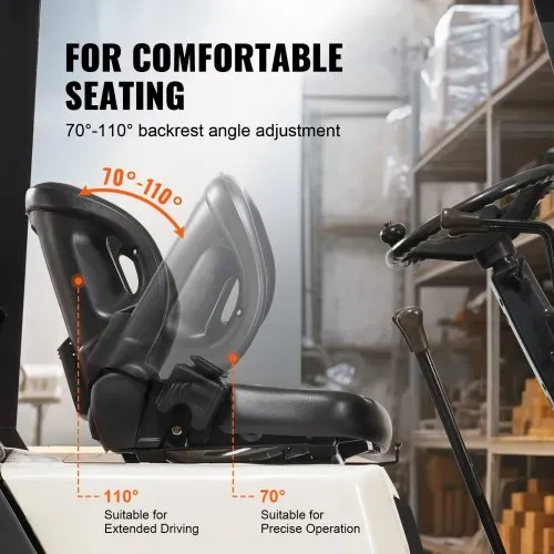 VEVOR Universal-Gabelstaplersitz, Traktorsitz mit verstellbarer Rückenlehne, Mikroschalter und Sicherheitsgurt, umlaufender Gabelstaplersitz für Traktor-Lader-Bagger – Bild 3