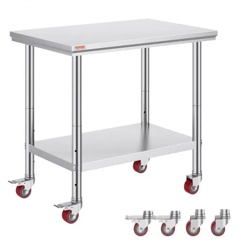 VEVOR Arbeitstisch 91 x 60 x 85 cm Edelstahl Catering Arbeitstisch Belastbarkeit 136,08 kg, Lebensmittel Zubereitungstisch mit Nachlauf Gewerbliche Arbeitstisch für Küche Bar 4 verstellbare Füße VEVOR Arbeitstisch 91 x 60 x 85 cm Edelstahl Catering Arbeitstisch Belastbarkeit 136,08 kg, Lebensmittel Zubereitungstisch mit Nachlauf Gewerbliche Arbeitstisch für Küche Bar 4 verstellbare Füße