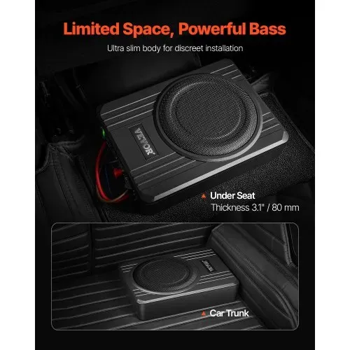 VEVOR Untersitz Auto Subwoofer 400 W 203 mm schlanker Auto Subwoofer mit Stromversorgung, Subsystem mit eingebautem Verstärker, Hoch-/Niedrigpegel-Eingang und Lautstärkeregler für SUVs Lkws VEVOR Untersitz Auto Subwoofer 400 W 203 mm schlanker Auto Subwoofer mit Stromversorgung, Subsystem mit eingebautem Verstärker, Hoch-/Niedrigpegel-Eingang und Lautstärkeregler für SUVs Lkws