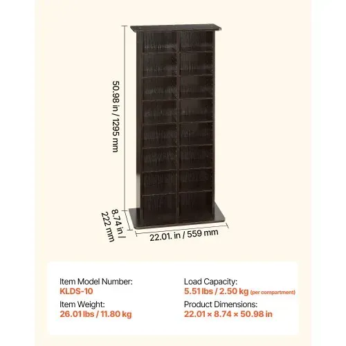 VEVOR Medienregal, 8-lagiges CD-Regal, 559x222x1295 mm, Multimedia-Aufbewahrung für CDs, DVDs, Bücher & Spiele, Raumteiler Schrank mit 16 Fächern für Wohnzimmer, Homeoffice, Aufnahmeraum – Bild 6