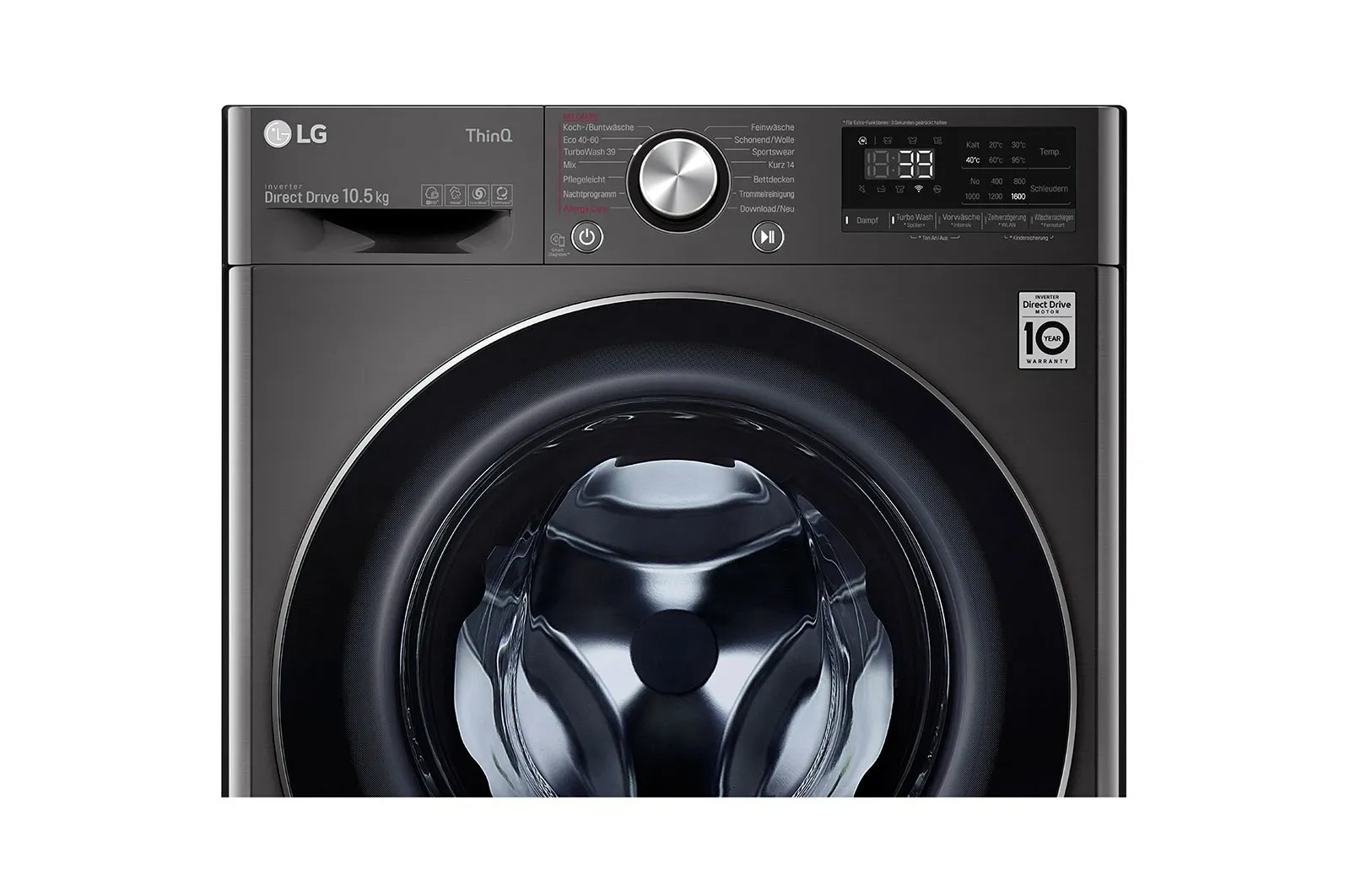 LG F6WV710P2S Waschmaschine Frontlader 10,5 kg 1560 RPM Schwarz, Edelstahl – Bild 5
