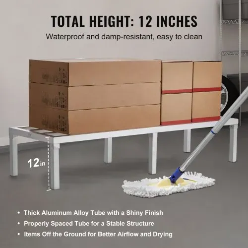 VEVOR Aluminium-Stauregal, 60 x 20 Zoll großes kommerzielles Bodenregal für Lebensmittel, 12 Zoll über dem Boden, 1800 lbs Tragkraft, komplett verschweißtes Aluminium-Lagerregal, zur Lagerung in Restaurants, Küchen, Garagen und Fahrzeugen – Bild 2