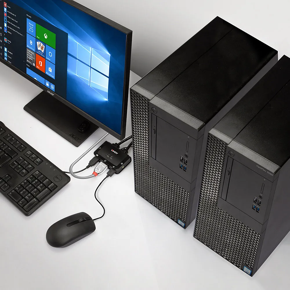 Lindy 42345 Tastatur/Video/Maus (KVM)-Switch Rack-Einbau Schwarz – Bild 4