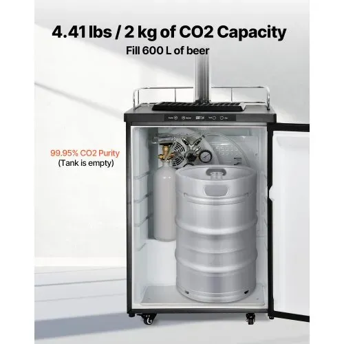 VEVOR CO2-Tank (2 kg) CO2 Flasche aus legiertem Stahl, CO2-Lufttank mit grauer Sprühbeschichtung, DIN477-Ventil, Griff und einstellbarem Druck, TÜV-geprüfter Gaszylinder für Fassbierausschank ohne CO₂ – Bild 2