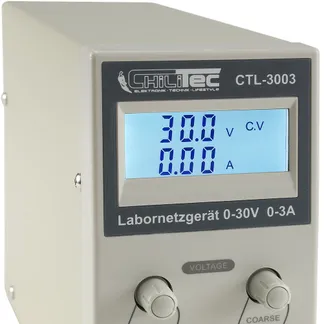 Regelbares Labornetzgerät „CTL-3003“ beleuchtete LCD Anzeige, 0-30V, 0-3A Regelbares Labornetzgerät „CTL-3003“ beleuchtete LCD Anzeige, 0-30V, 0-3A