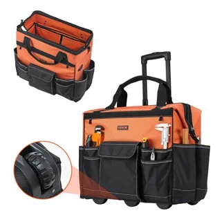 VEVOR Werkzeugtasche mit Rollen, 50 kg Tragkraft, 27 Taschen, Arbeitsrucksack mit verstellbarer Teleskopgriff & stabiler Standfuß, Werkzeugtaschen-Organizer für Bau, Mechanik, 510x310x450 mm VEVOR Werkzeugtasche mit Rollen, 50 kg Tragkraft, 27 Taschen, Arbeitsrucksack mit verstellbarer Teleskopgriff & stabiler Standfuß, Werkzeugtaschen-Organizer für Bau, Mechanik, 510x310x450 mm