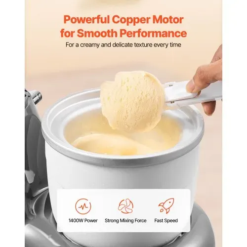 VEVOR Eismaschine Eiscrememaschine 1,7 L Standmixer 6-Gang mit LED-Digitalanzeige & Timer & Rührpaddel & Knethaken & Spritzschutz, für DIY Gefrorener Joghurt, Frucht-Gelato Sorbet Grau 1400 W – Bild 2