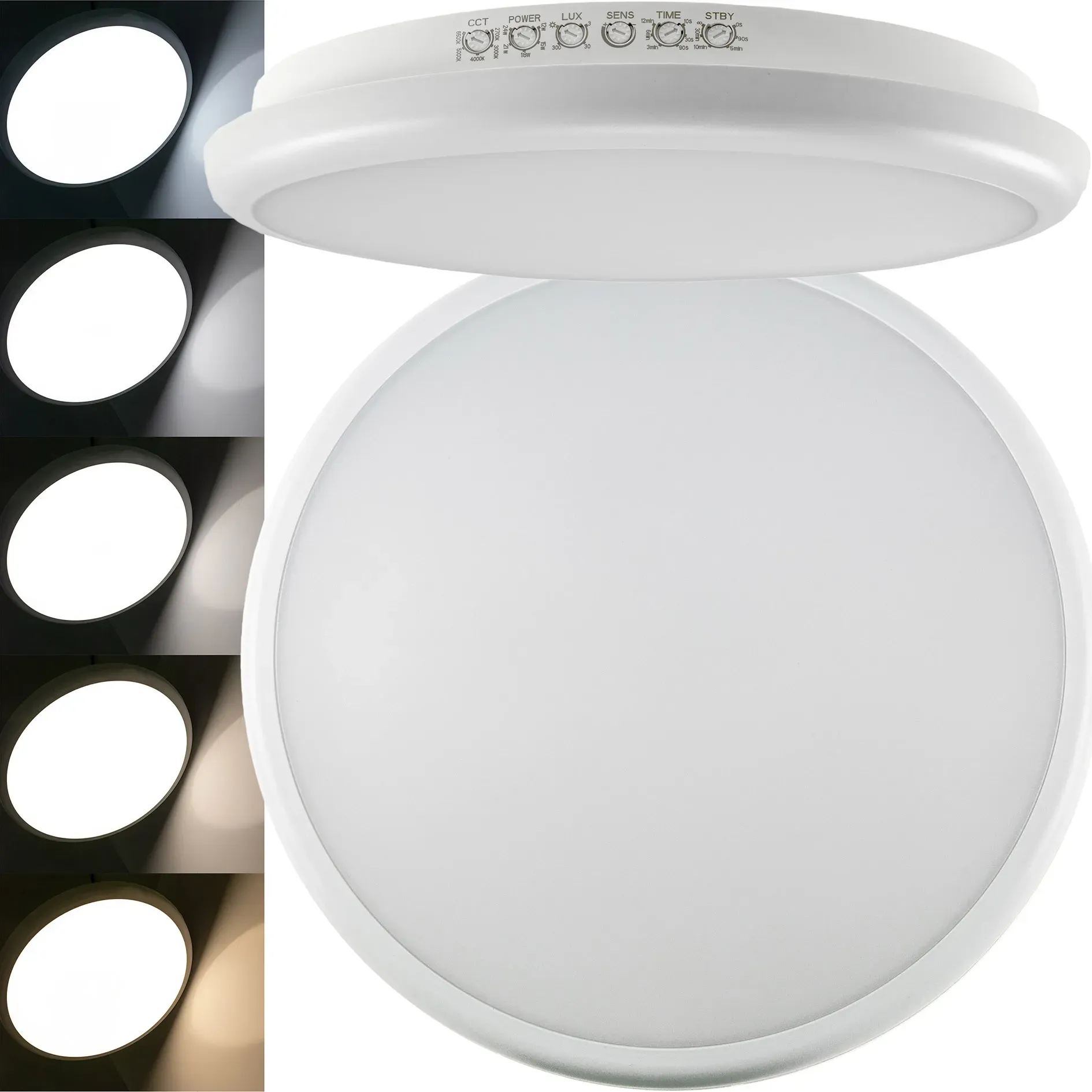 LED Deckenleuchte „SALAO CCT“ IP 66 Ø30cm, HF Bewegungsmelder LED Deckenleuchte „SALAO CCT“ IP 66 Ø30cm, HF Bewegungsmelder