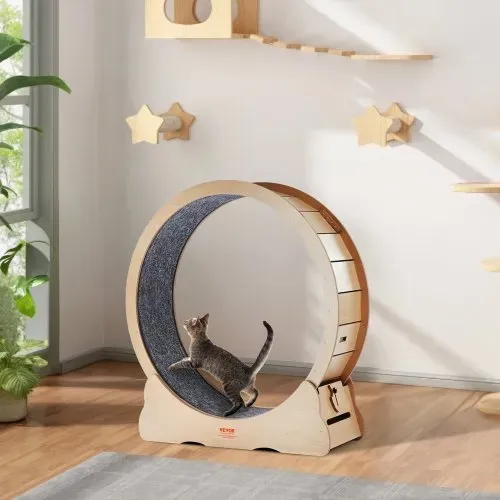 VEVOR Katzenlaufrad, 1100 mm, Katzenlaufband, mit abnehmbarem Laufband, Katzen-Teaser zum Laufen, Gehen, Training, geeignet für die meisten Katzen bis zu 11,3 kg, Katzen Laufrad, Holzfarbe – Bild 7