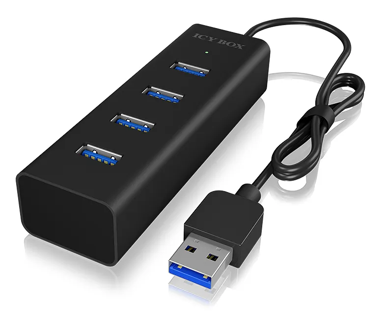 ICY BOX IB-HUB1409-U3, Type-A zu USB 3.2 Gen 1 to 4-Port Type-A Hub, Aluminium, black ICY BOX IB-HUB1409-U3, Type-A zu USB 3.2 Gen 1 to 4-Port Type-A Hub, Aluminium, black