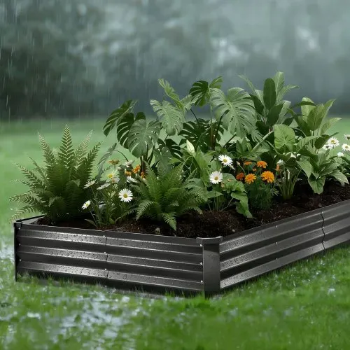 VEVOR Hochbeet Metall 2er-Pack 244x122x30 cm, Rechteckiges Gartenbeet, Pflanzkasten-Set für den Außenbereich, Gemüsebeet mit Handschuhen, Blumenbeet, Pflanzbeet für Blumen & Gemüse – Bild 7