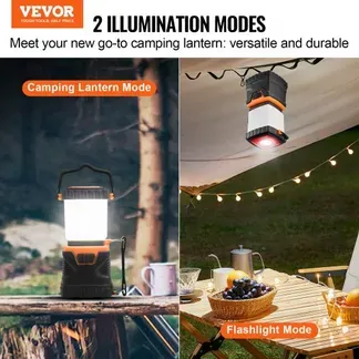 VEVOR LED-Campinglaterne, 1000 lm, 360°-Beleuchtung, 4 Beleuchtungsmodi, batteriebetriebene Campinglampe, Taschenlampe für den Außenbereich, ideal zum Wandern, Angeln, Stromausfälle & Reparaturen VEVOR LED-Campinglaterne, 1000 lm, 360°-Beleuchtung, 4 Beleuchtungsmodi, batteriebetriebene Campinglampe, Taschenlampe für den Außenbereich, ideal zum Wandern, Angeln, Stromausfälle & Reparaturen