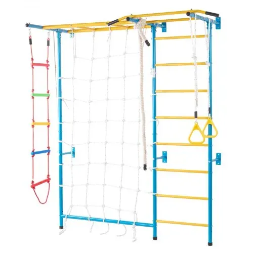 VEVOR Sprossenwand Turnwand Klettergerüst für Kleinkinder, 7-in-1-Kletterspielset mit schwedischer Leiter aus Karbonstahl, Klimmzugstange & Strickleiter & Turnringen 100 kg belastbar mehrfarbig – Bild 8