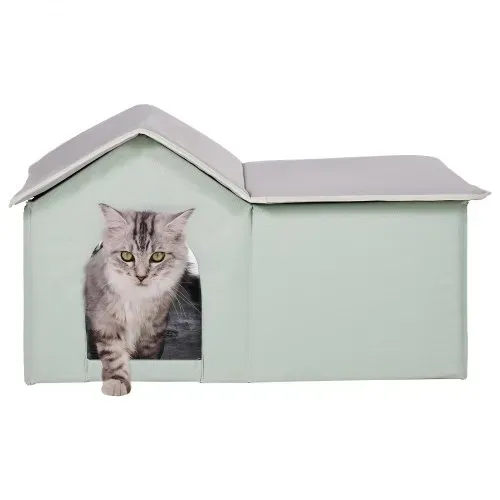 VEVOR Beheiztes Katzenhaus, Katzenunterschlupf für draußen mit einstellbarer Temperatur und Timer, faltbarer Katzenunterschlupf aus 600D Oxford-Gewebe mit beheiztem Kissen für den Winter, um es warm und gemütlich zu haben, grün (groß) – Bild 8