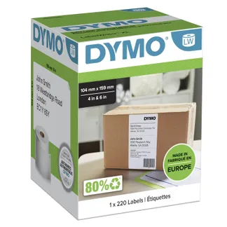 DYMO Original LabelWriter Versandetiketten (Extragroß) für LabelWriter 5XL/4XL-Etikettendrucker | 104 mm x 159 mm | Rolle mit 220 Etiketten | selbstklebend | für LabelWriter Beschriftungsgerät DYMO Original LabelWriter Versandetiketten (Extragroß) für LabelWriter 5XL/4XL-Etikettendrucker | 104 mm x 159 mm | Rolle mit 220 Etiketten | selbstklebend | für LabelWriter Beschriftungsgerät