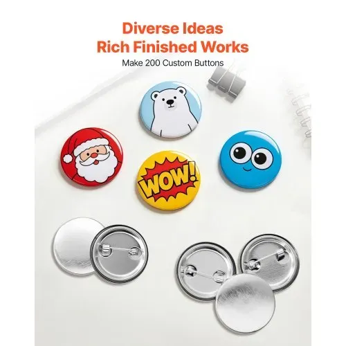 VEVOR Buttonrohlinge 200-tlg. 58mm für Buttonmaschine mit Sicherheitsnadel, Transparente Mylar-Folie & Runde Blanko-Papiere für DIY-Projekte zu Hause Schulveranstaltungen & Individuelle Studios – Bild 3