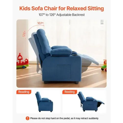 VEVOR Kindersofa Kindersessel Kinderstuhl Kuschelsessel Kindermöbel Blau, für Jungen & Mädchen, 107° bis 126° Verstellbare Rückenlehne Atmungsaktiver Polyesterbezug Getränkehalter Taschen Fußstützen VEVOR Kindersofa Kindersessel Kinderstuhl Kuschelsessel Kindermöbel Blau, für Jungen & Mädchen, 107° bis 126° Verstellbare Rückenlehne Atmungsaktiver Polyesterbezug Getränkehalter Taschen Fußstützen