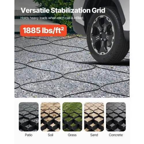 VEVOR Kiesgitter, 50 mm Tiefe, Rasengitter 8200x1200 mm, Kieswabe, Wabengitter HDPE, durchlässige Geogitter zur Einfahrtsstabilisierung, für Garten, Terrasse, Gehweg, Wohnmobilparkplätze – Bild 4