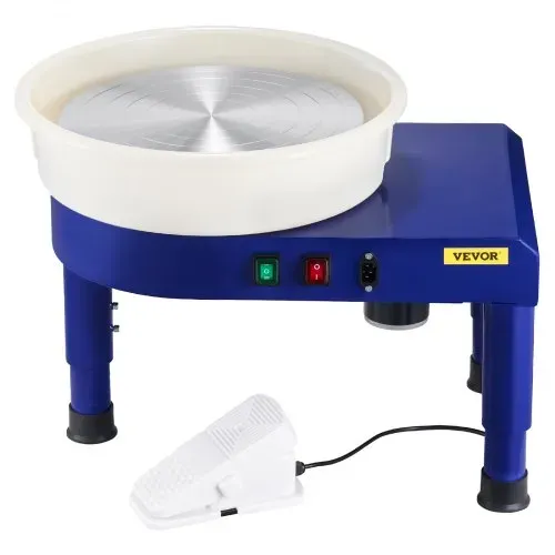 VEVOR Töpferscheibe Keramik-Radformmaschine mit Pedal & verstellbaren Hebefüßen & abnehmbarem Becken (35 cm) 60–300 U/min Drehzahl, komplettes Werkzeug Zubehör Set für Handwerk Heimwerken blau – Bild 9
