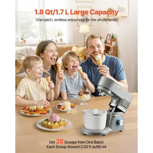 VEVOR Eismaschine Eiscrememaschine 1,7 L Standmixer 6-Gang mit LED-Digitalanzeige & Timer & Rührpaddel & Knethaken & Spritzschutz, für DIY Gefrorener Joghurt, Frucht-Gelato Sorbet Grau 1400 W VEVOR Eismaschine Eiscrememaschine 1,7 L Standmixer 6-Gang mit LED-Digitalanzeige & Timer & Rührpaddel & Knethaken & Spritzschutz, für DIY Gefrorener Joghurt, Frucht-Gelato Sorbet Grau 1400 W