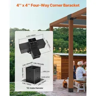 VEVOR Pfostenverbinder, Pfostennecke für 92×92 mm Pfosten, 4-Wege-Hochleistungs-Eckhalterungen, Pfostenträger, Woodworks DIY-Pfostenbasissatz, für Pavillons, Terrassenpergolen, Pavillion, 4er-Set VEVOR Pfostenverbinder, Pfostennecke für 92×92 mm Pfosten, 4-Wege-Hochleistungs-Eckhalterungen, Pfostenträger, Woodworks DIY-Pfostenbasissatz, für Pavillons, Terrassenpergolen, Pavillion, 4er-Set