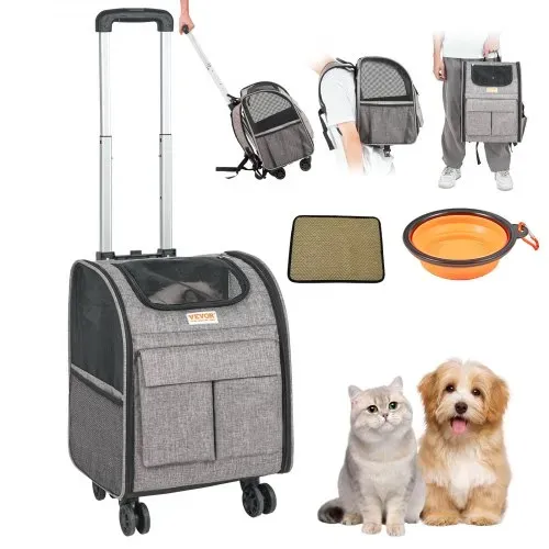 VEVOR Hundetrolley Faltbarer Hunderucksack Max.8,1kg Tragfähigkeit Transporttasche aus 600D Oxford-Stoff Hundewagen mit 5 Aufbewahrungstaschen Haustier Trolley Ideal für Autoreisen oder Ausflüge VEVOR Hundetrolley Faltbarer Hunderucksack Max.8,1kg Tragfähigkeit Transporttasche aus 600D Oxford-Stoff Hundewagen mit 5 Aufbewahrungstaschen Haustier Trolley Ideal für Autoreisen oder Ausflüge