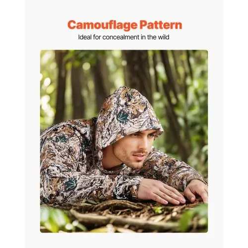 VEVOR Kapuzenpullover Herren, Größe M, feuchtigkeitsableitend & atmungsaktiv, schnelltrocknend, Sweatshirt mit Kapuze, Hoodie für die Arbeit im Freien im Frühling und Sommer, Camo – Bild 4