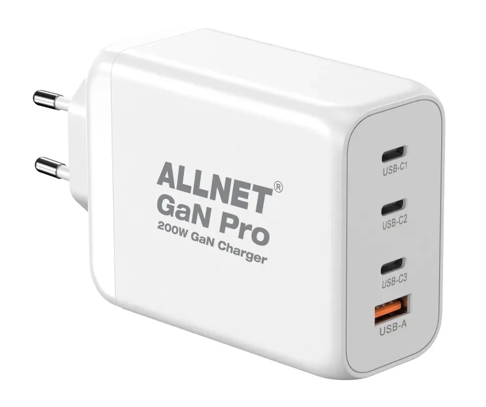 ALLNET Ersatznetzteil QC USB-C PD GaN Netzteil Power Supply 200 Watt 1x USB Typ-A QC, 3x USB Typ-C**EU PLUG** – Bild 2