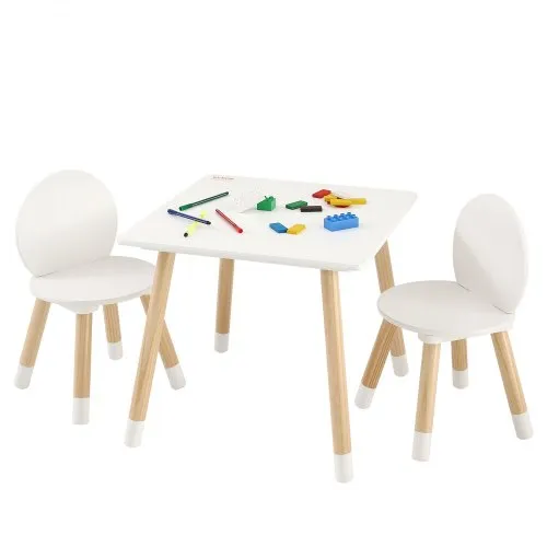 VEVOR Kindersitzgruppe Kindertisch, 2 Kinderstühle 1 Tisch Kindersitzgruppe aus Kiefernholz, Kindertisch-Set Stabile Kindermöbel Sitzmöbel für Kinder, Mädchen, Jungen, Spielzimmer Kindermöbelset Weiß VEVOR Kindersitzgruppe Kindertisch, 2 Kinderstühle 1 Tisch Kindersitzgruppe aus Kiefernholz, Kindertisch-Set Stabile Kindermöbel Sitzmöbel für Kinder, Mädchen, Jungen, Spielzimmer Kindermöbelset Weiß