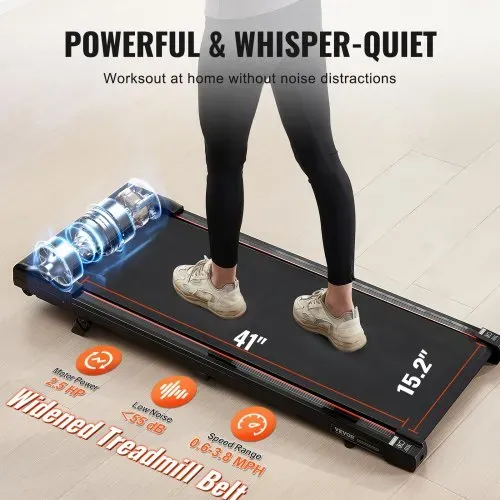 VEVOR Walking Pad Laufband unter den Schreibtisch, Laufband zum Arbeiten, funktionierendes Laufband mit 120 kg Tragkraft, tragbares Pad mit 2,5 PS, Fernbedienung LED-Anzeige 1-6 km/h Einstellbar – Bild 3