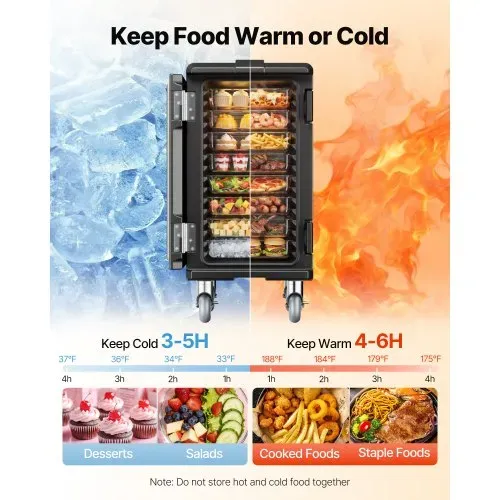 VEVOR Isolierter Lebensmittelbehälter-Träger, Frontlader, Catering-Box mit Rädern, 103 L, Schwarz VEVOR Isolierter Lebensmittelbehälter-Träger, Frontlader, Catering-Box mit Rädern, 103 L, Schwarz