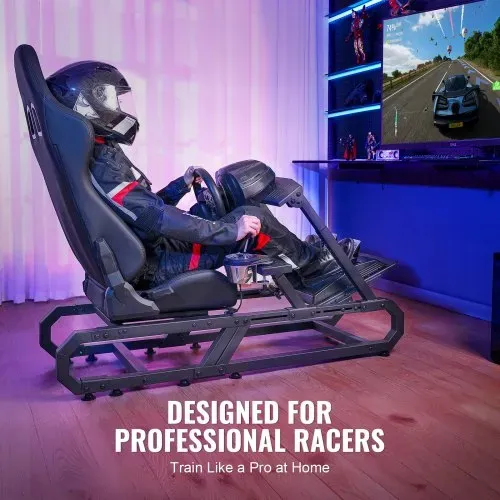 VEVOR Rennlenkradständer für Logitech G923/G920/G29, robustes Fahrsimulator-Cockpit aus Stahl – Thrustmaster T248P, Lenkradhalterung höhenverstellbar und Fußpedalwinkel einstellbar, max. Tragkraft 330 lbs, kompakt – Bild 5